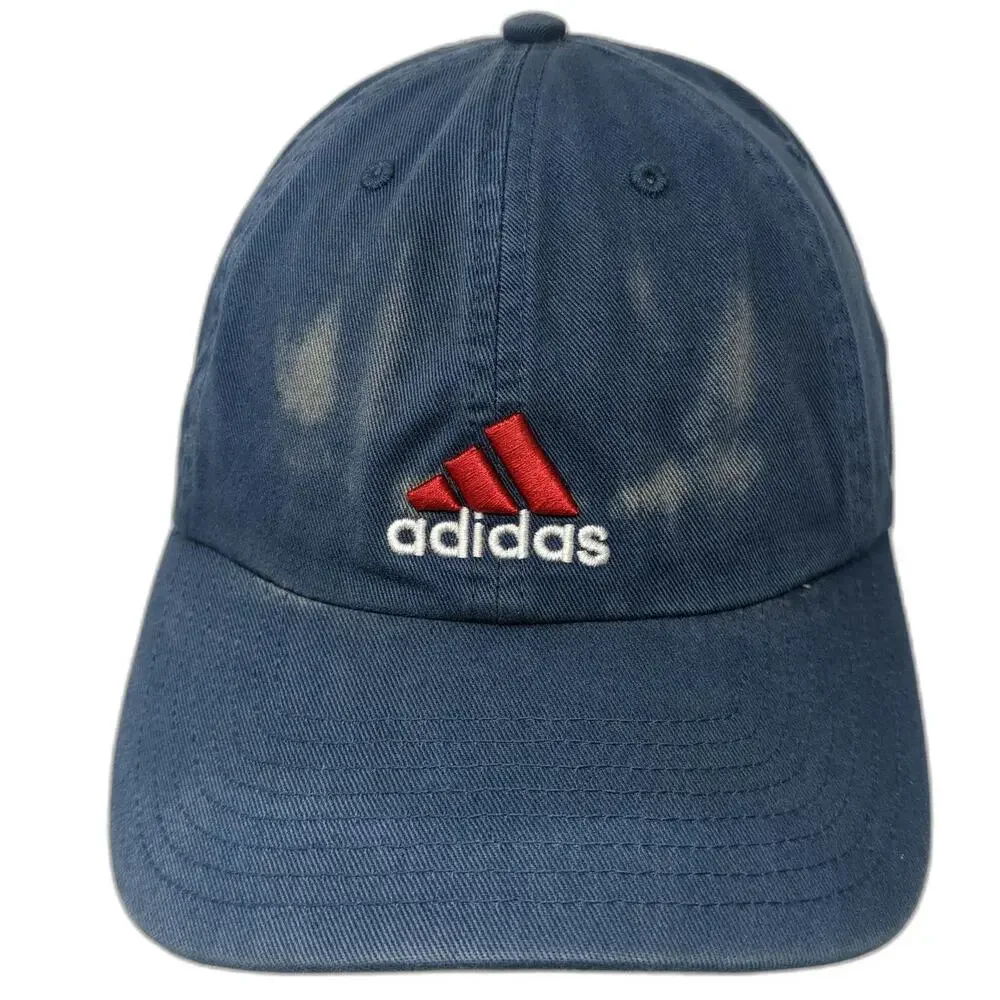 Adidas Baseball Cap Blue One Size American Flag Patch Slideback Strap Hat Logo